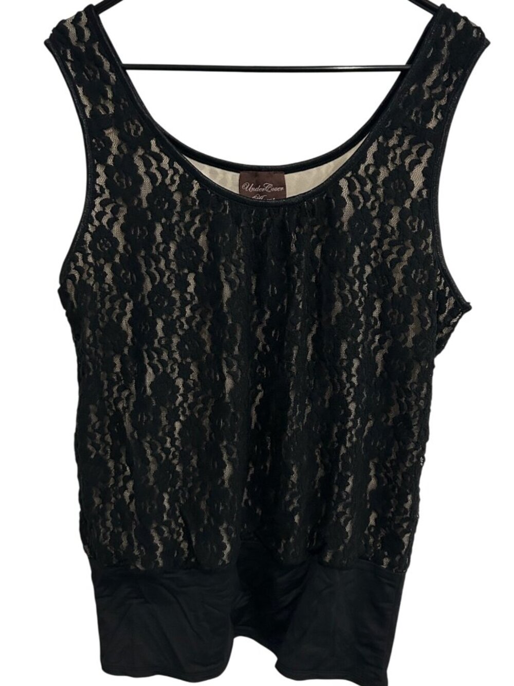Undercover Agent By Kathleen Kirkwood Black Lace Tank Top Size XL Chic Layering